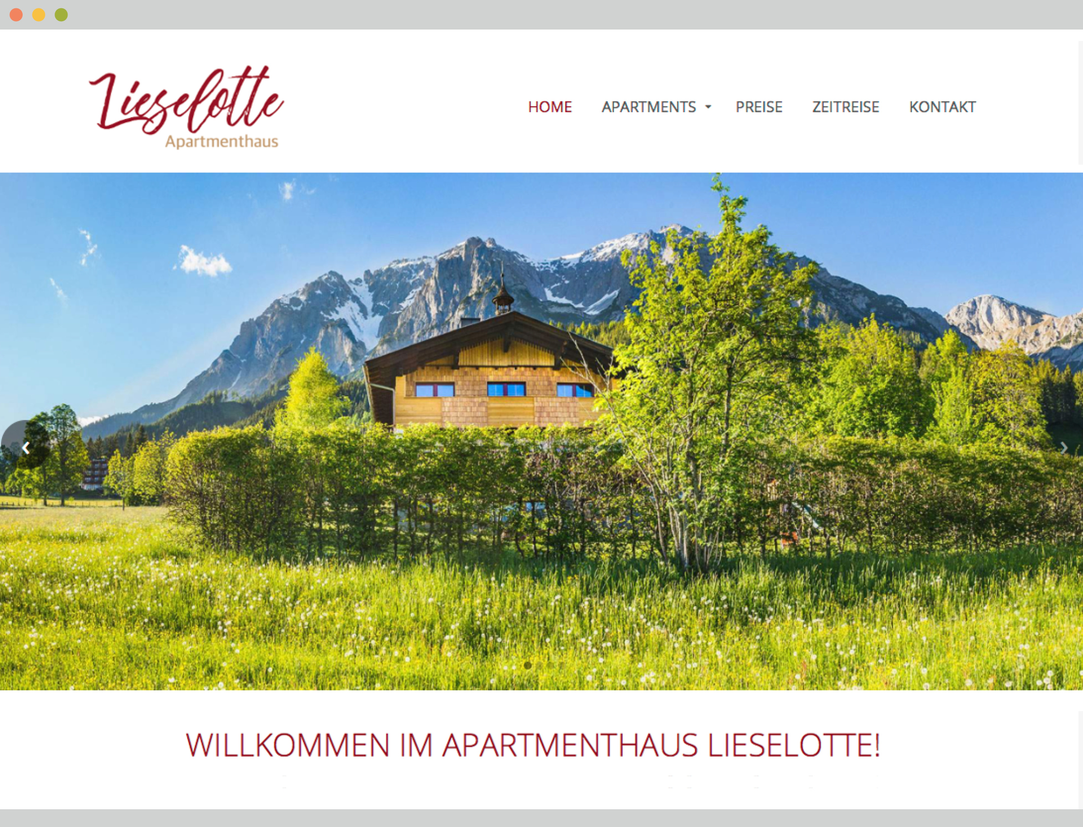 Website Apartmenthaus Lieselotte